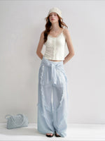White And Blue Lace Trim Tank