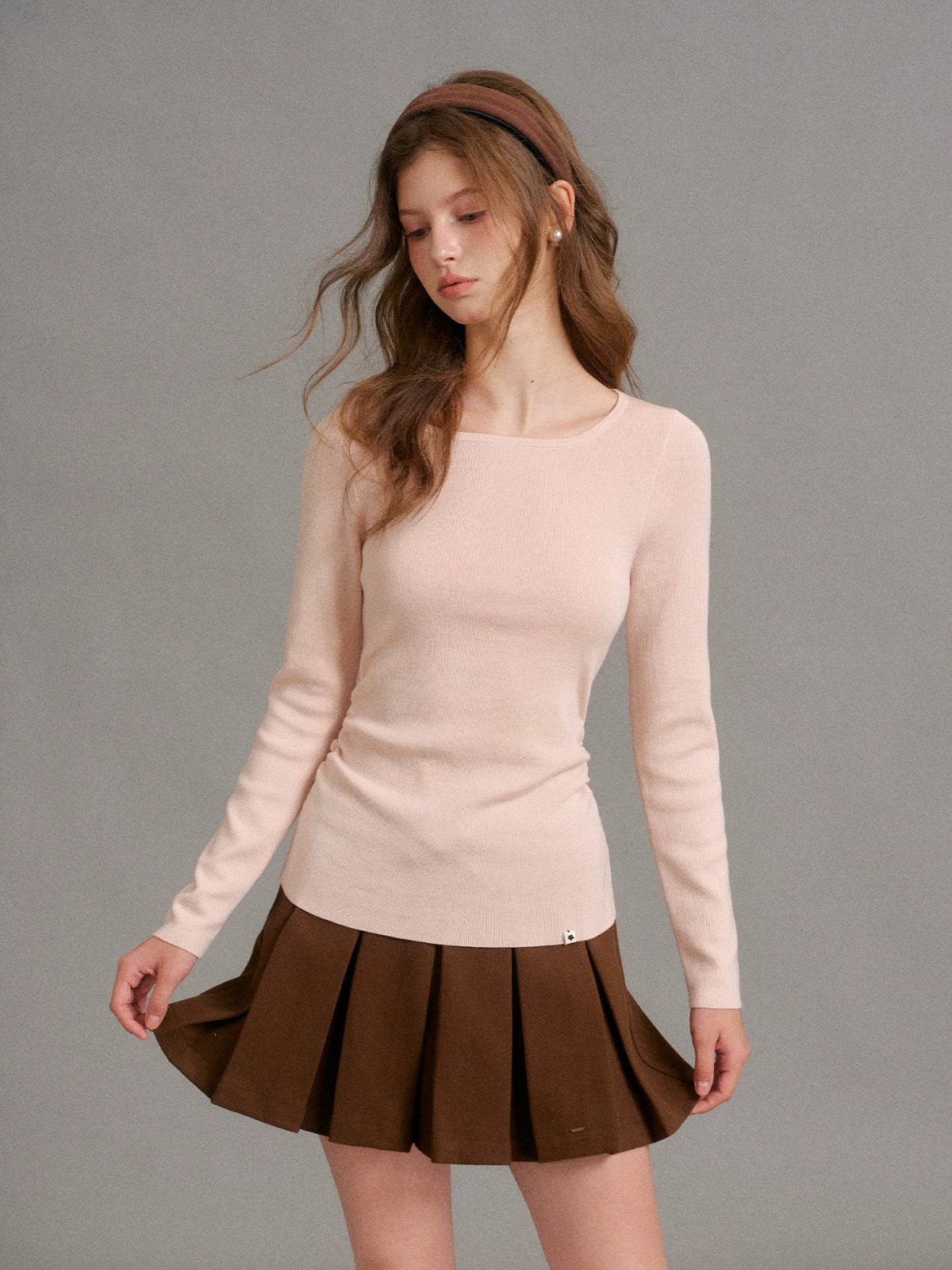 Wool Blend Cape Shoulder Knit Top