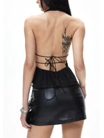 Hollow Back Halter Crop Top