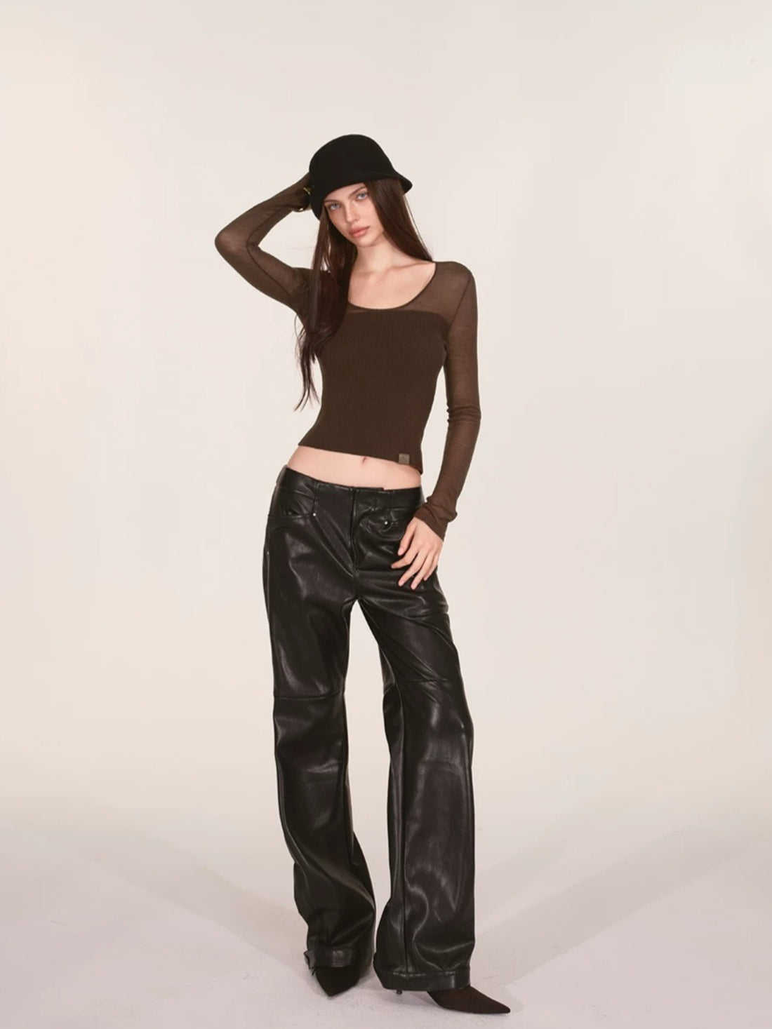 Sheer Mesh Layered Knit Top