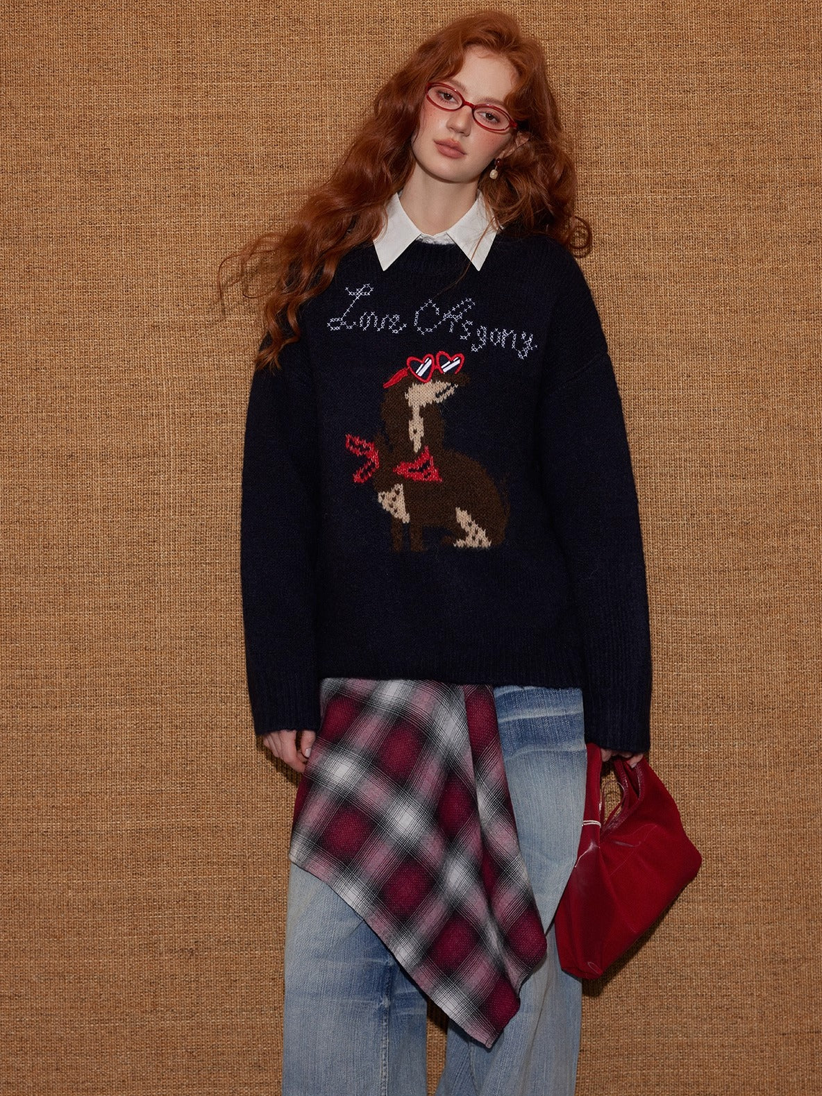 Animal Jacquard Embroidered Knit Sweater