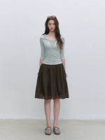 Lyocell Ruffle V-Neck Top