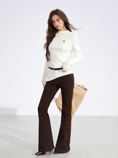 Embroidered Flared Slim-Fit Jeans