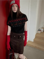 Suede Studded A-Line Skirt