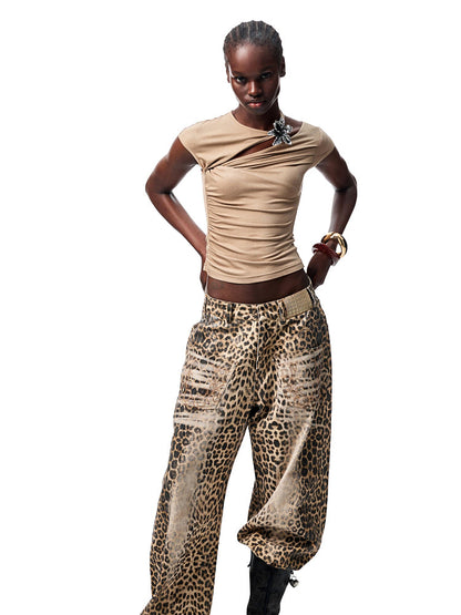Knot-Pleated Slim-Fit Acetate T-shirt