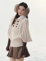 Light Brown Cable Cape Knit Sweater