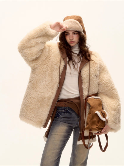 Hooded Shearling Hybrid Coat