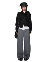 Button Embroidered Cropped Hoodie