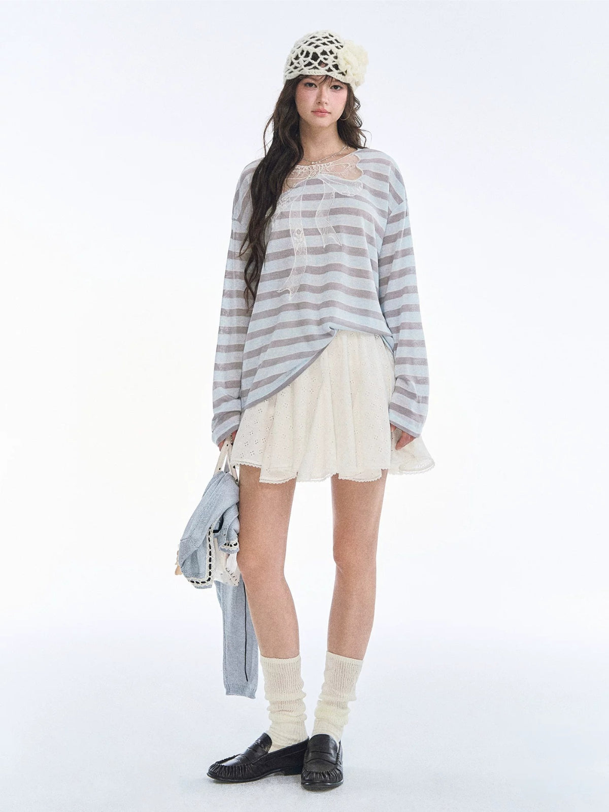 Lace Bow Stripe Top