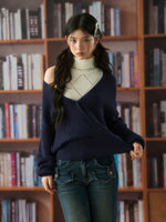 Oversized Deep V-Neck Wool Knit Sweater