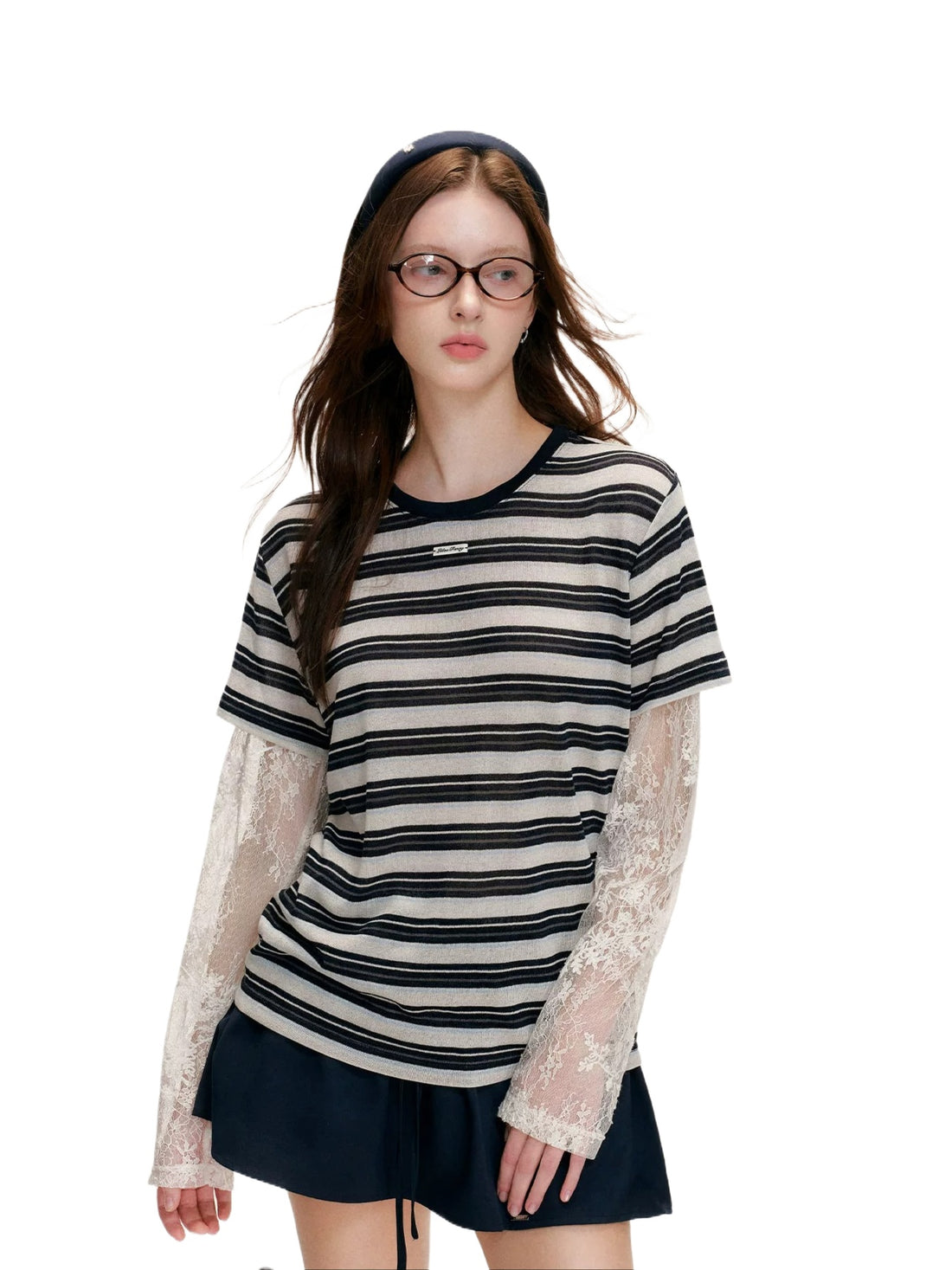 Linen Stripe Lace Top