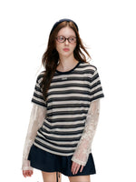 Linen Stripe Lace Top