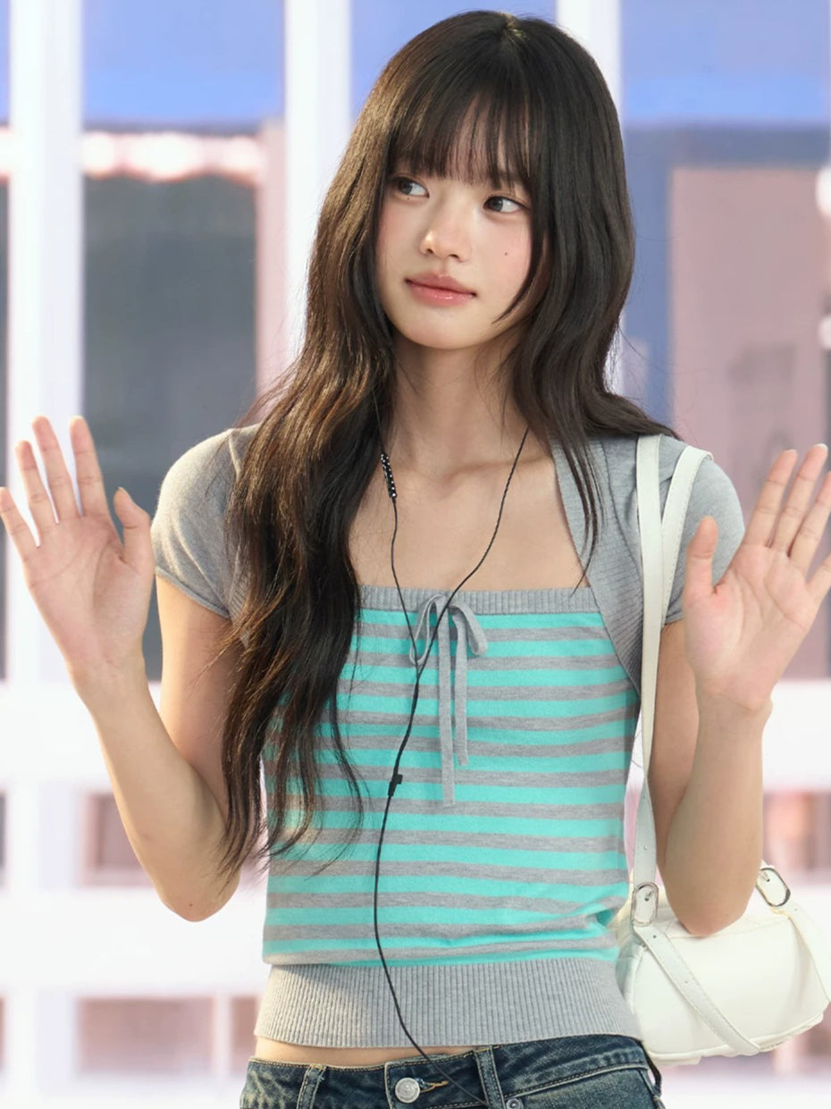Layered Stripe Knit Top
