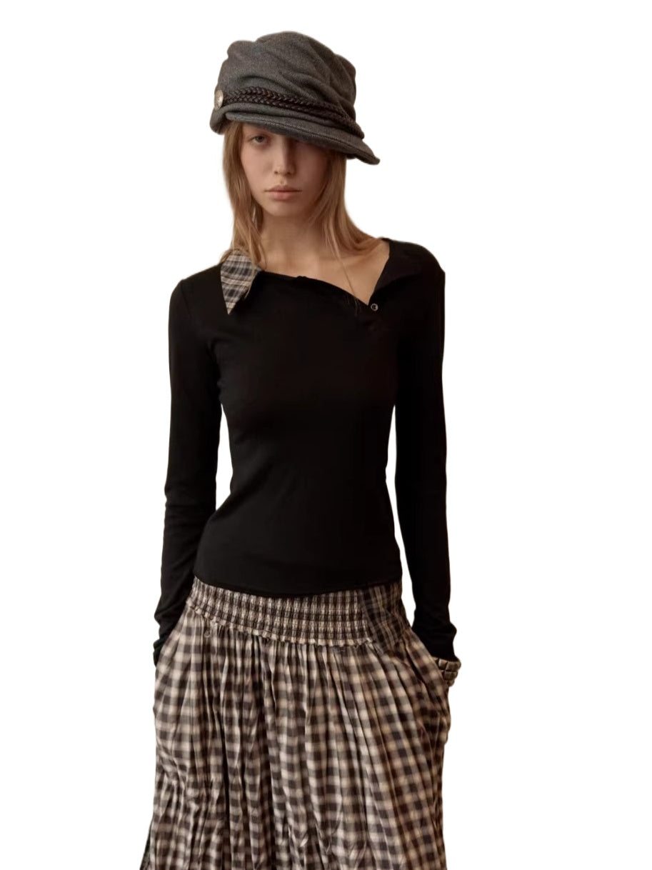 Asymmetric Henley Knit Top