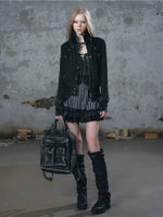 Washed Military Ribbed Crop Jacket