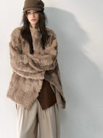 Asymmetric Collar Faux Fur Coat