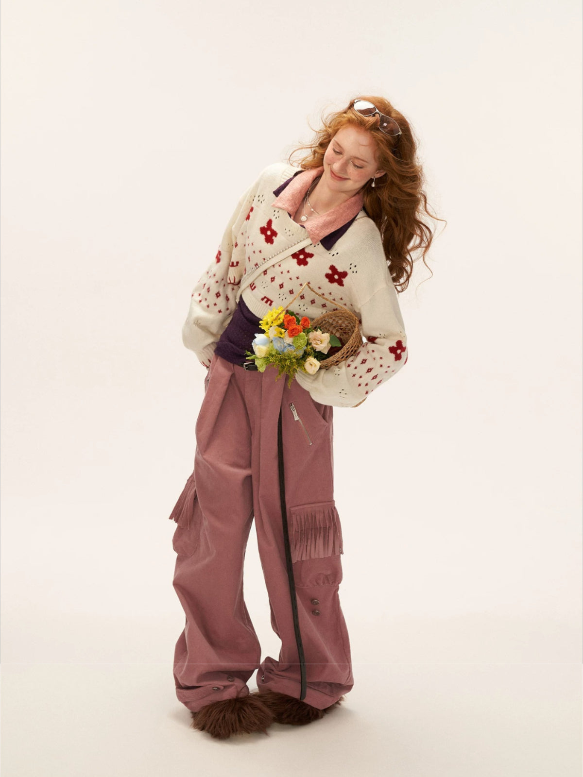 Fringed Corduroy Straight-Leg Pants