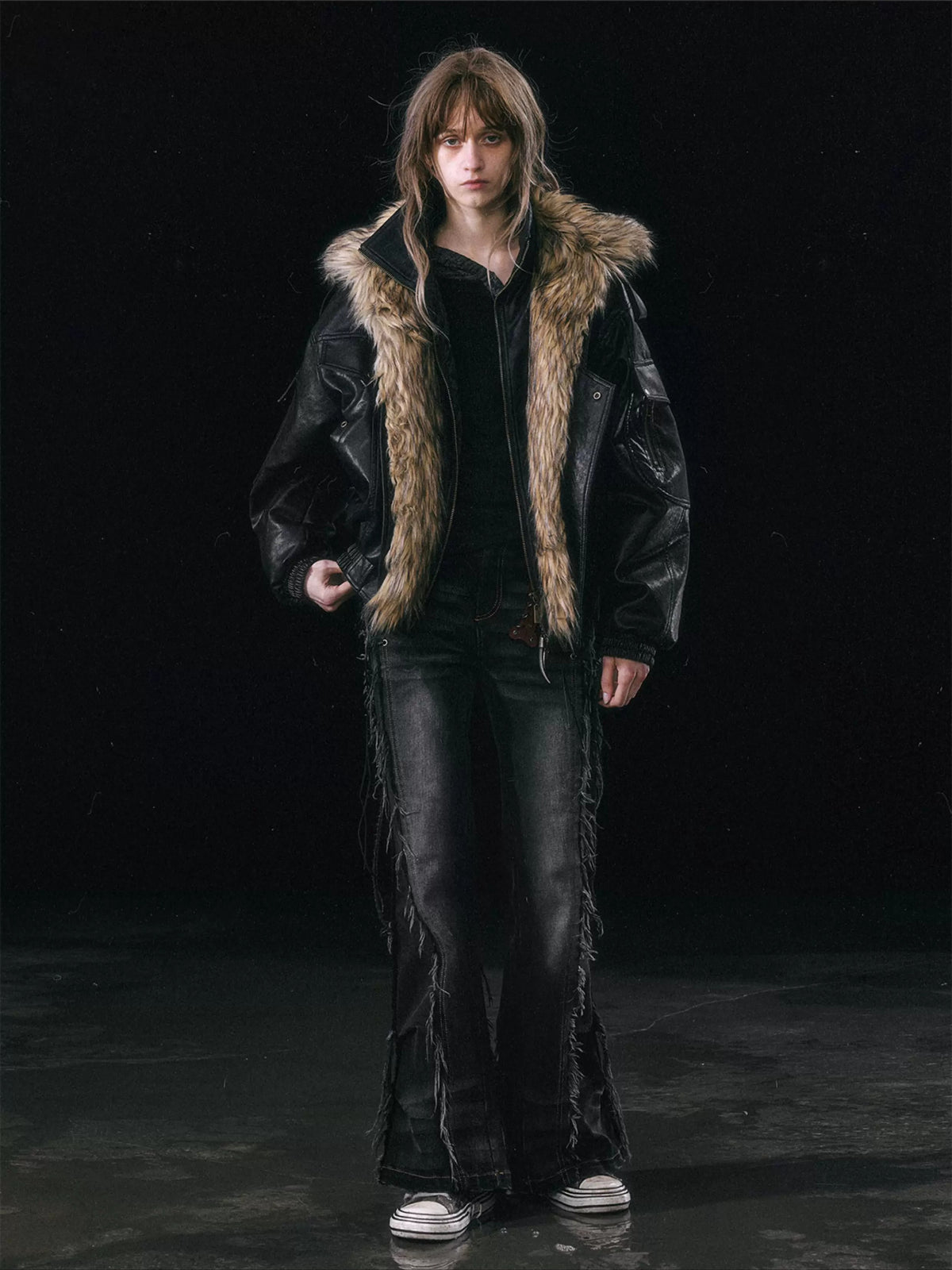 Detachable Fur Leather Jacket