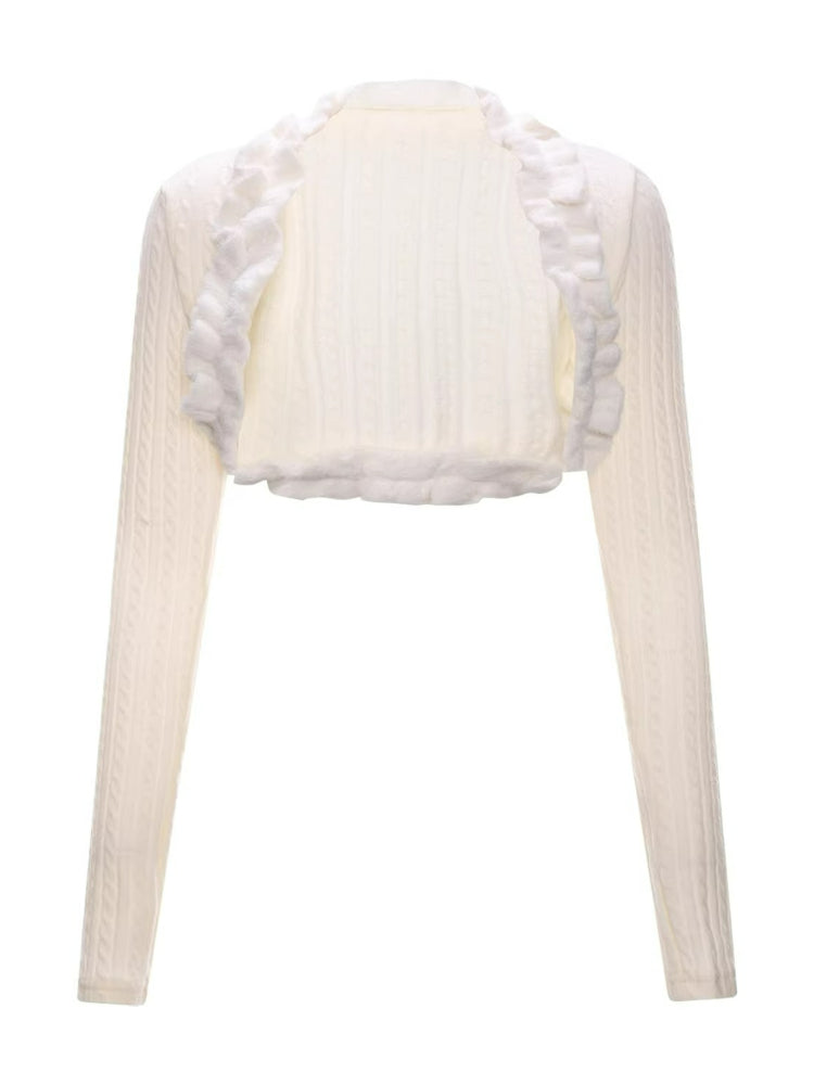 Ruffle Trim Knit Cardigan &amp; Camisole Set