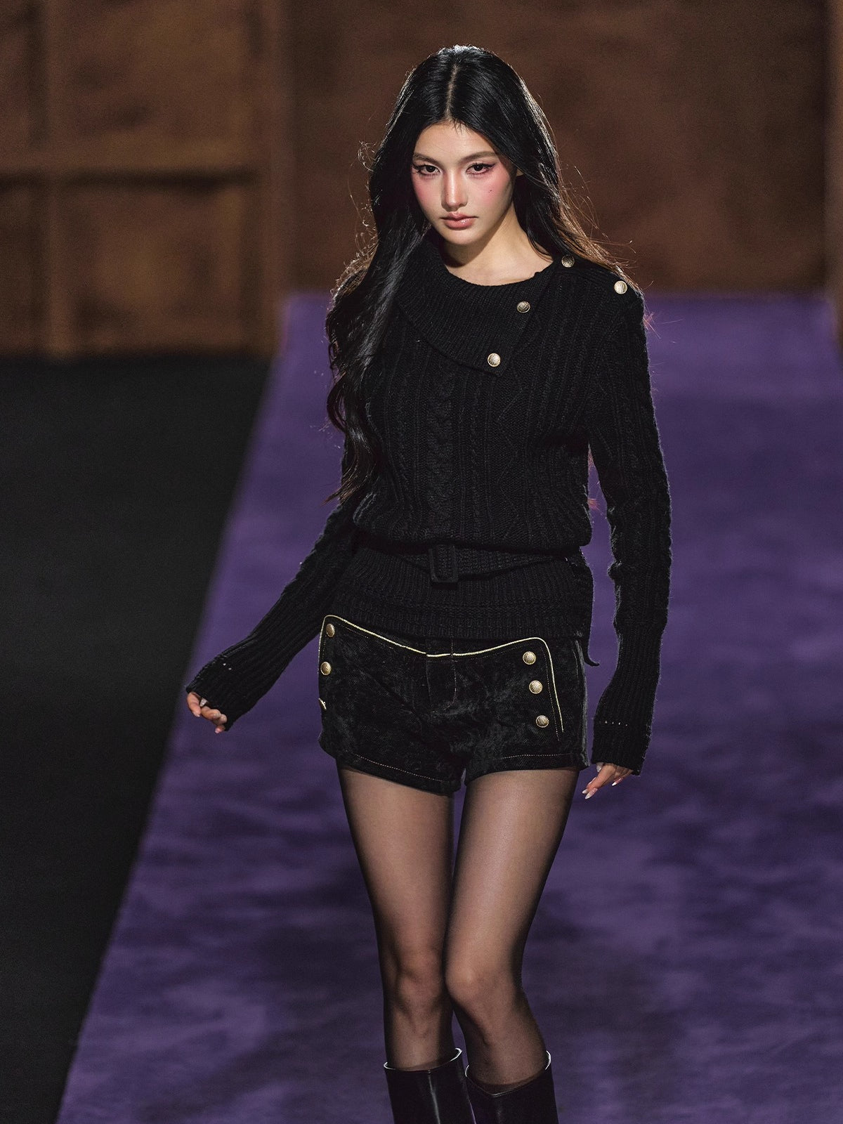 Wool Cable Mock-Neck Sweater