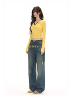 Lace Panel Slim Knit 2-in-1T-shirt