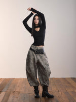 Leopard Print Scythe Wide-Leg Casual Jeans