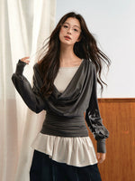 Draped Ruched Layered Top Set