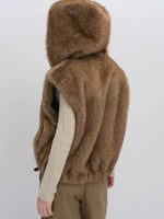 Vintage Hooded Faux Fur Vest