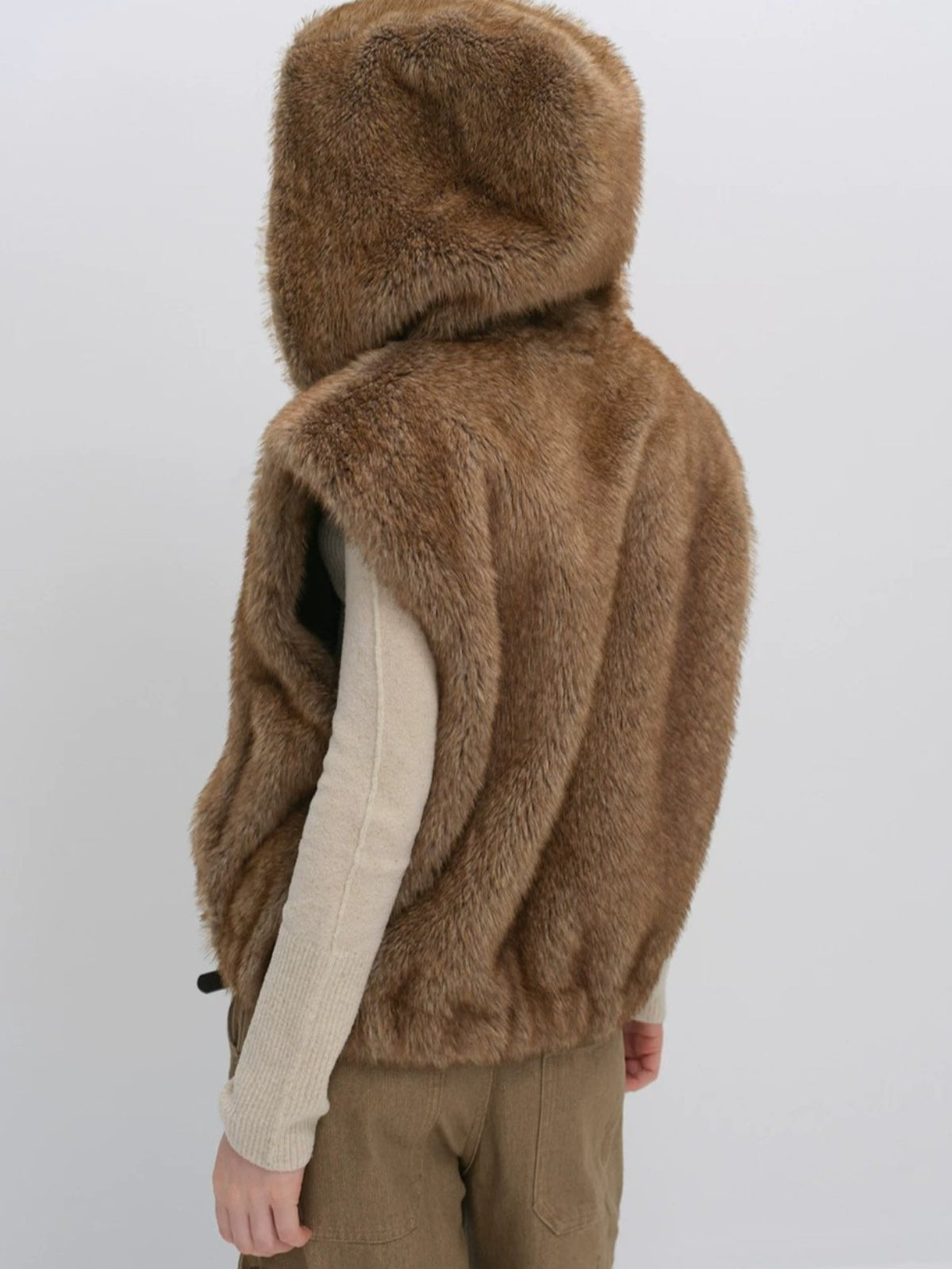 Vintage Hooded Faux Fur Vest