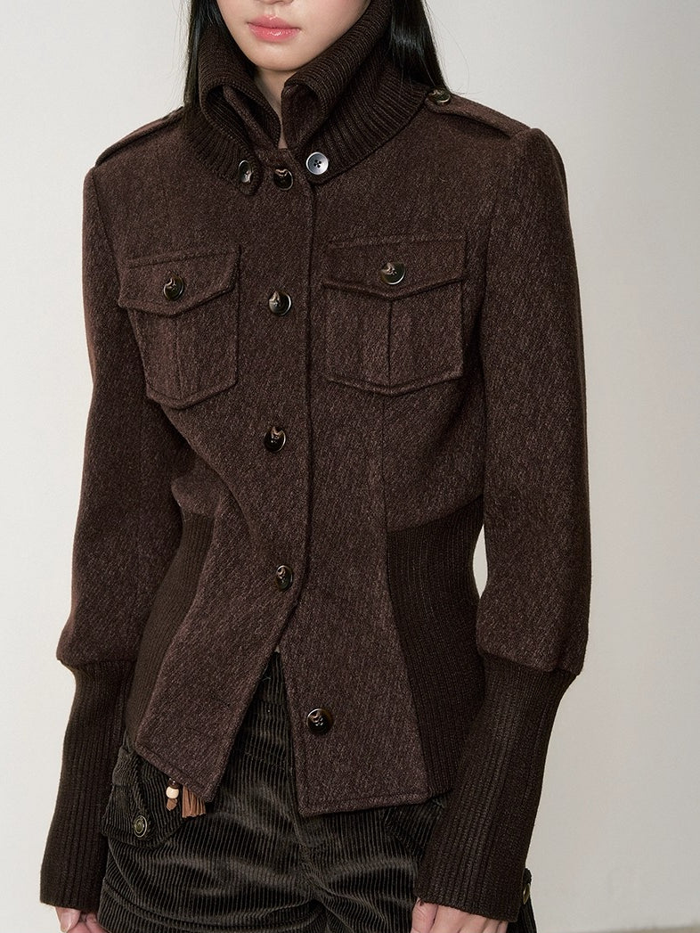 Vintage Sailor Collar Woolen Jacket