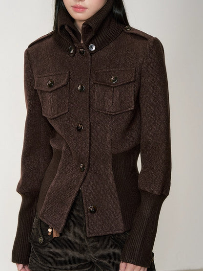 Vintage Sailor Collar Woolen Jacket