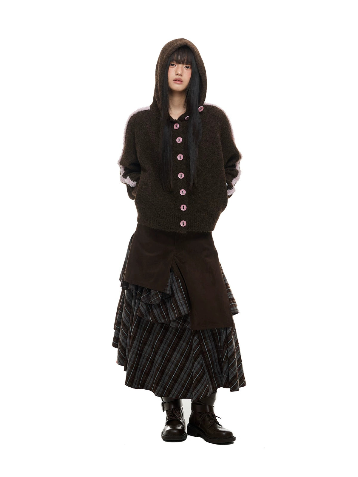 Asymmetric Stripe A-Line Midi Skirt