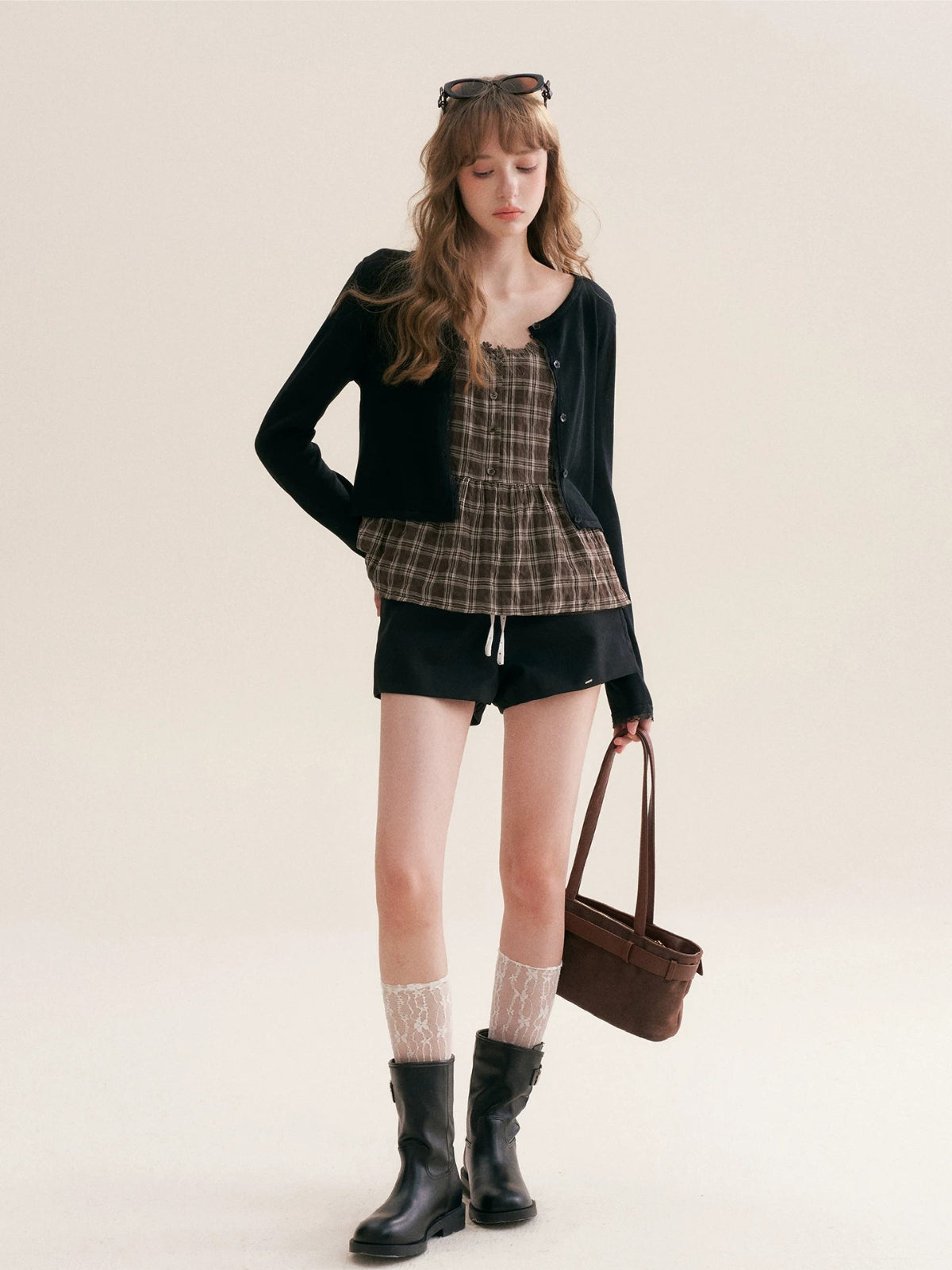 Plaid Lace Cami Top