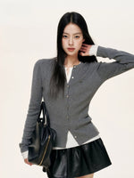 Contrast Layered Fitted Knit Top