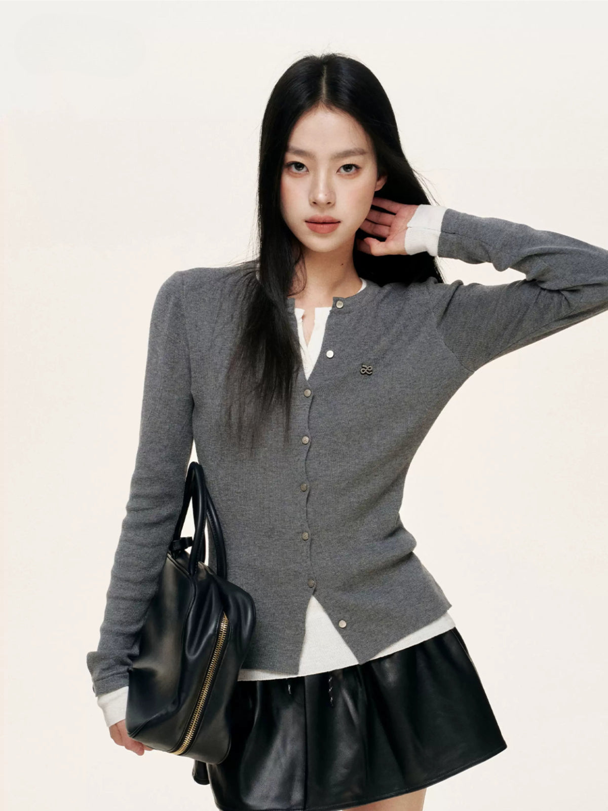 Contrast Layered Fitted Knit Top