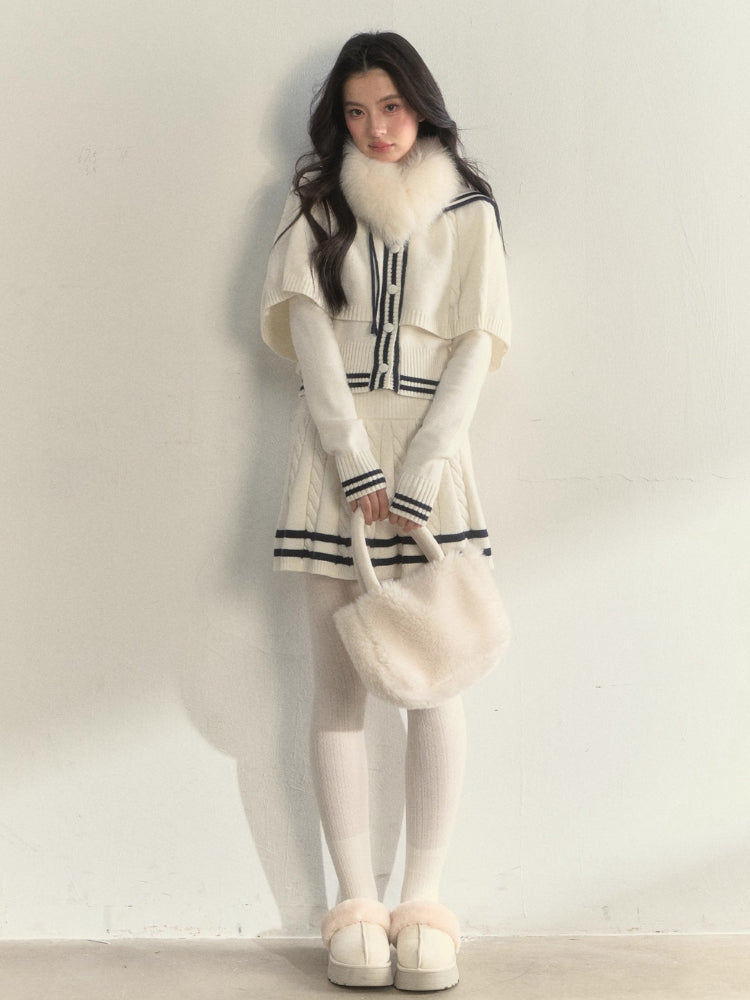 Cable Sailor Cape &amp; Skirt Set