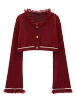 Wool Cropped Bell Sleeve Cardigan