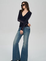 Lyocell Wool Lace V-Neck Top