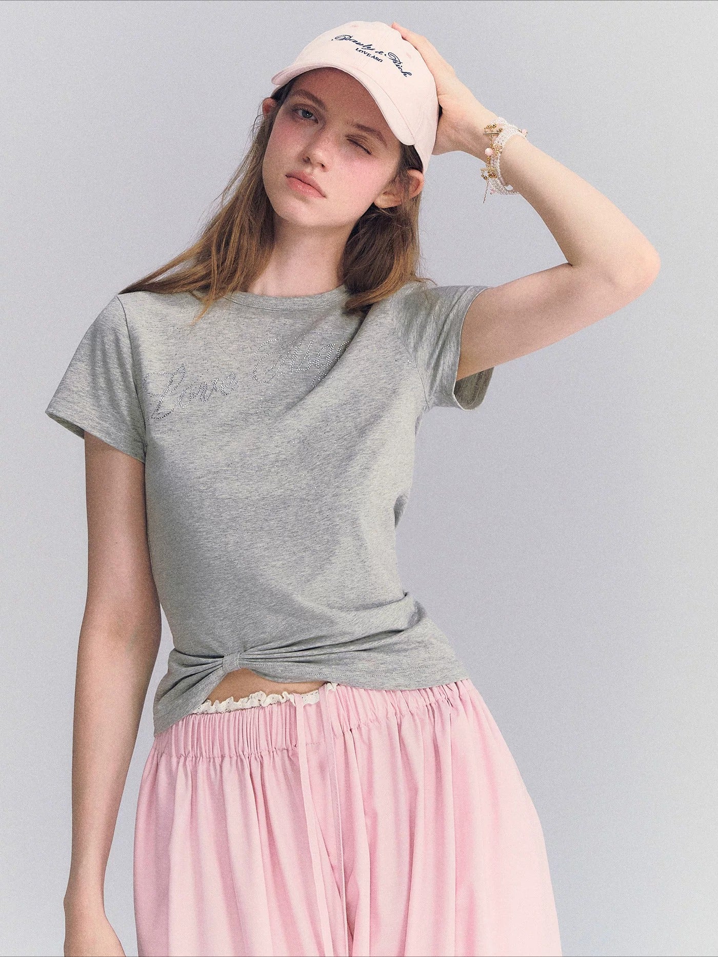 Twist Hem Rhinestone Tee