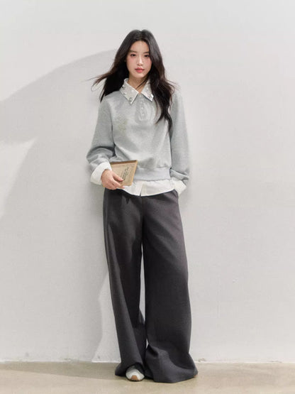 Layered Rose Crystal Collar 2-in-1 Sweatshirt