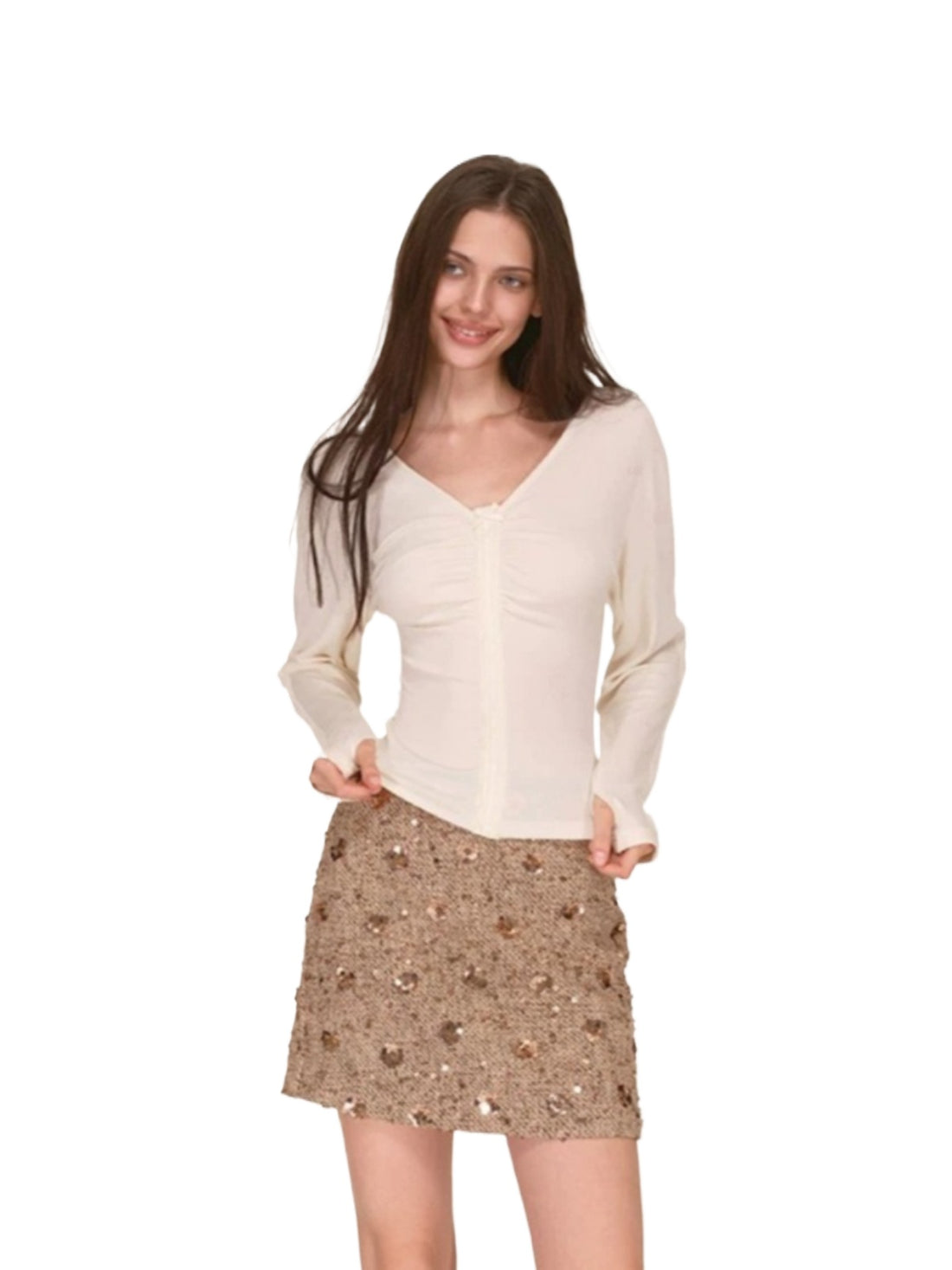 Lace Batwing V-Neck Knit Top