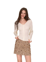 Lace Batwing V-Neck Knit Top