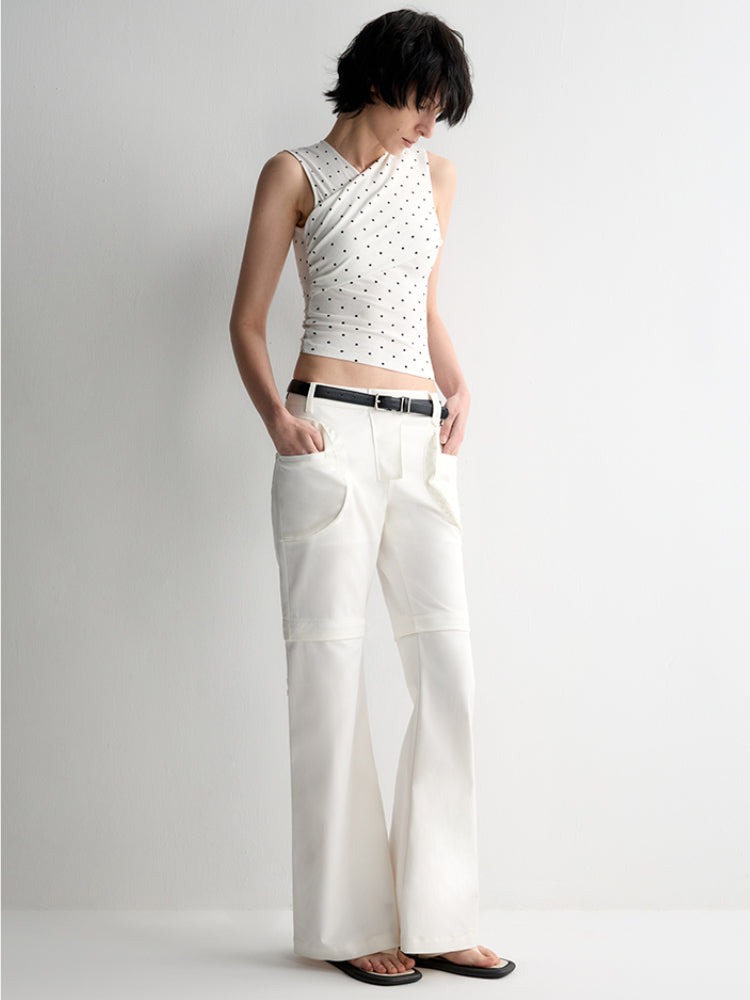 Two-Piece Polka-Dot Printed Sleeveless Vest
