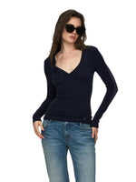 Lyocell Wool Lace V-Neck Top