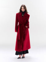 Hokkaido Wool-Blend Belted Lapel Long Coat