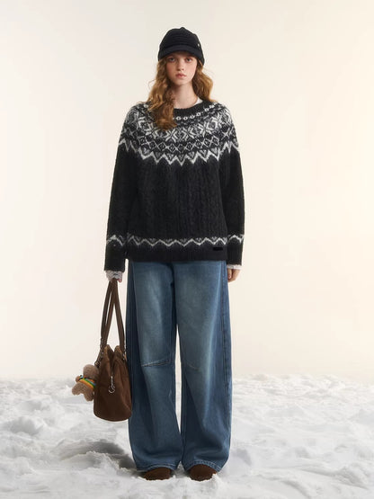 Fair Isle Cable Knit Sweater