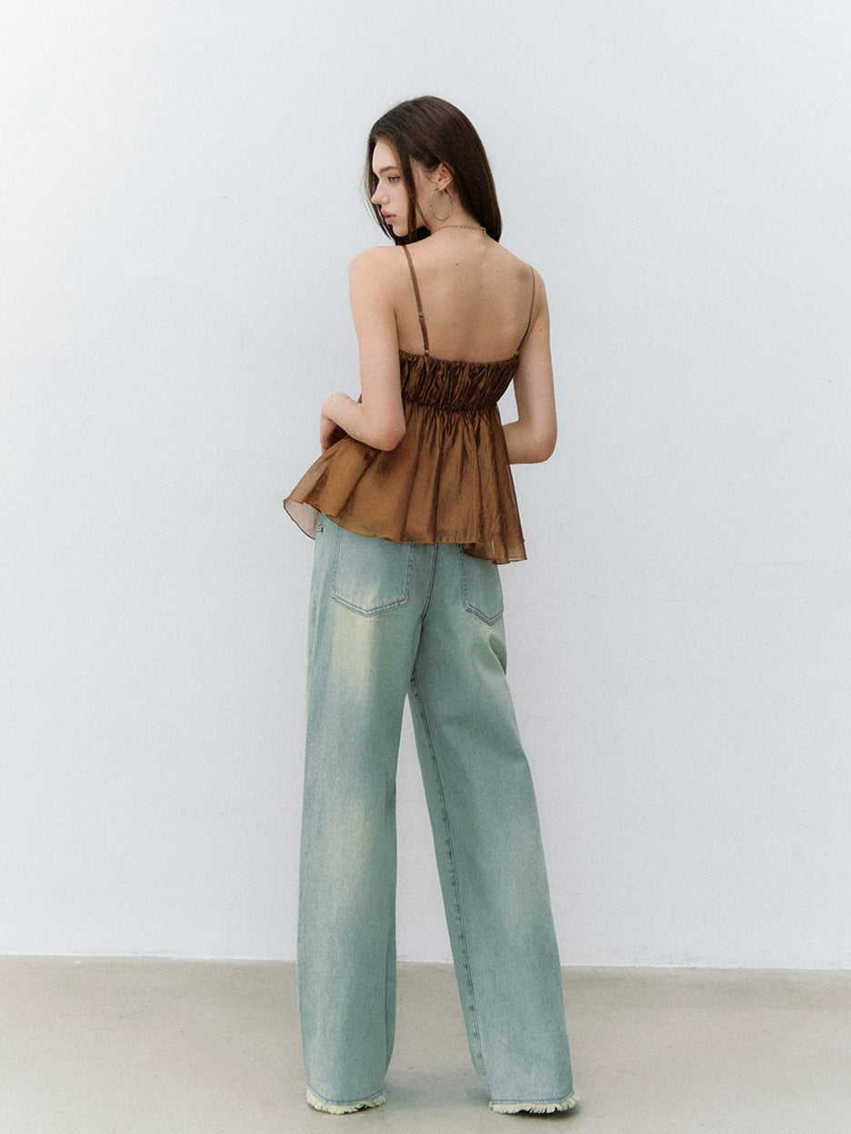 Ruffle Acetate Cami Top