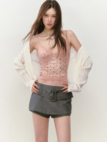 Irregular Tie-Dye Polka Dot Lace Vest