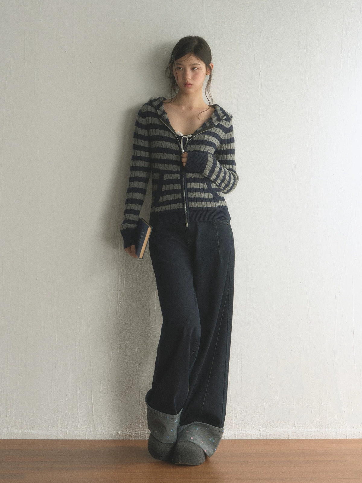Striped Zip Cardigan