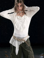 Sweet Ruffle Asymmetric Tencel Top
